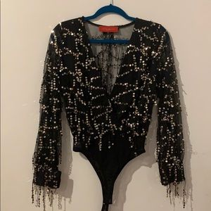 Black/Gold Sequined bodysuit (Akira Red Label)